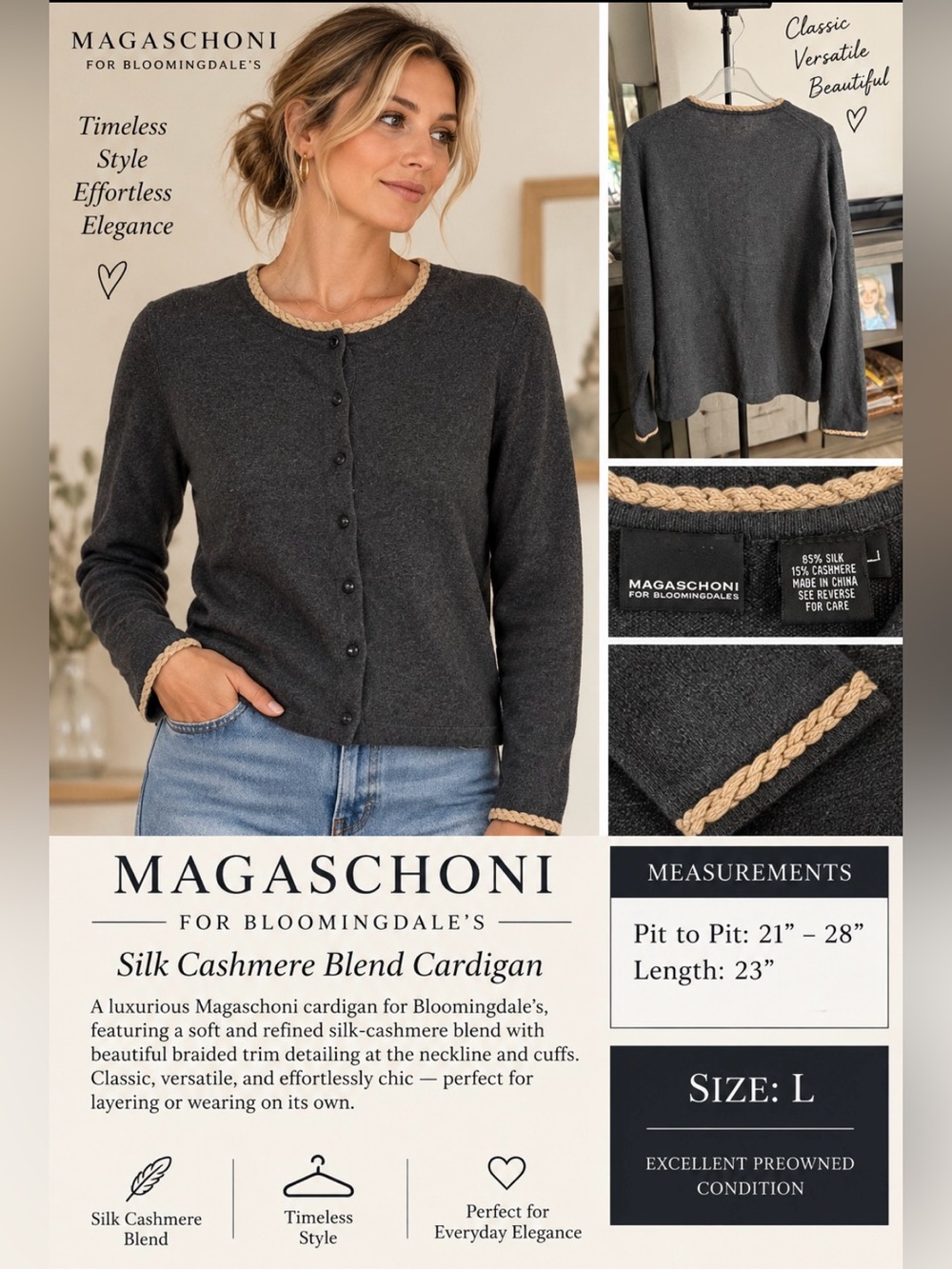 Magaschoni button down crew neck lightweight sweater